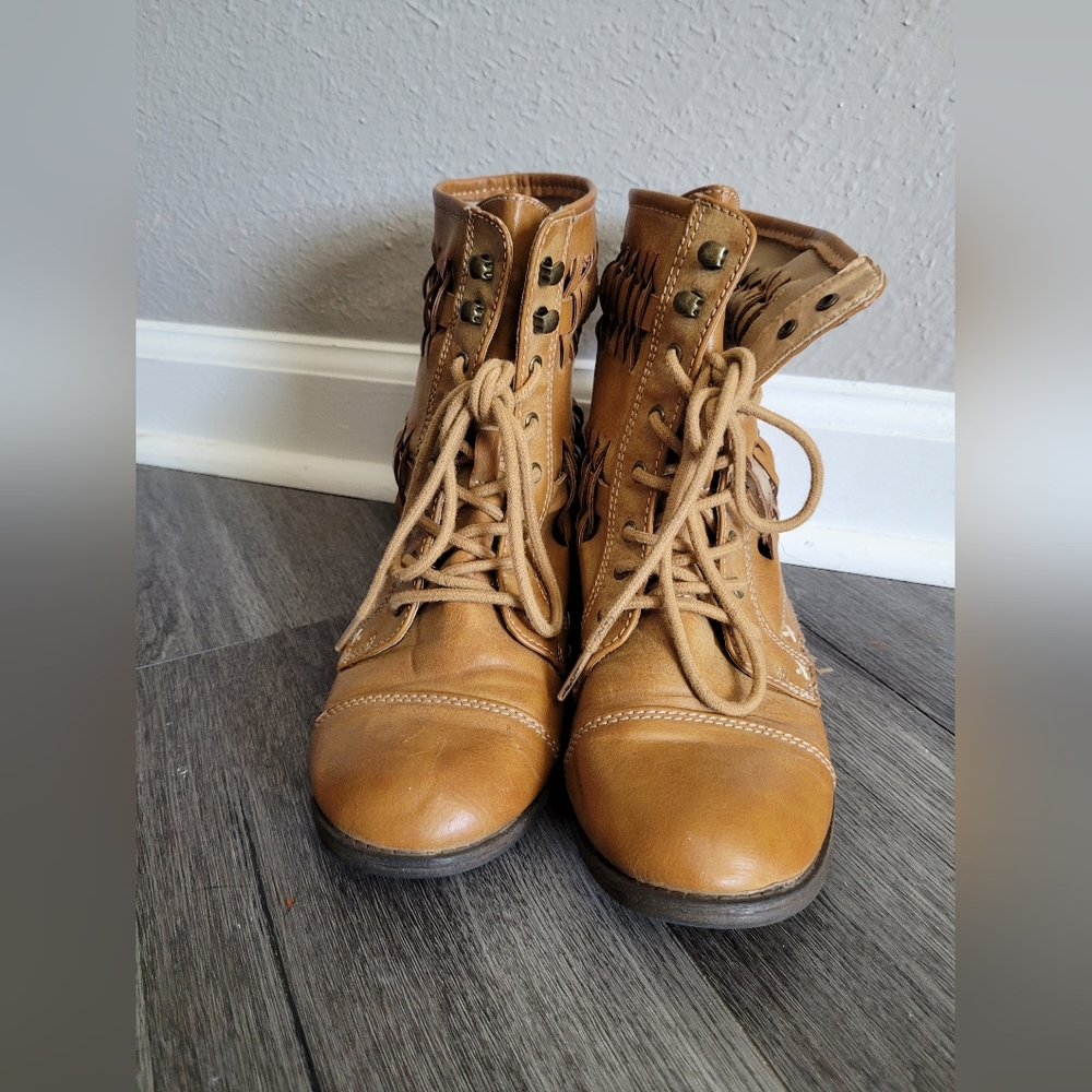 Faux Leather Combat Boots - RAMPAGE